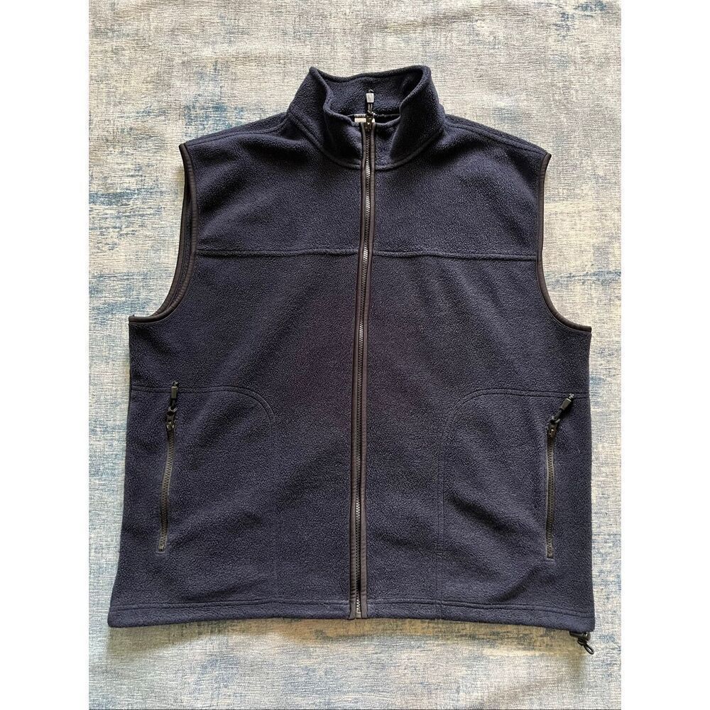 Old Navy Blue Fleece Full Zip Mock Neck Vest Men's XXL